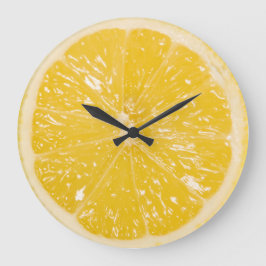 Reloj Redondo Grande Corto De Fruta De Cítricos De Limón Amarillo