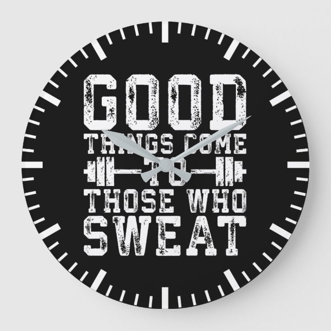 Reloj Redondo Grande Cosas Buenas Llegan A Los Que Sudan - Inspiración (Anverso)