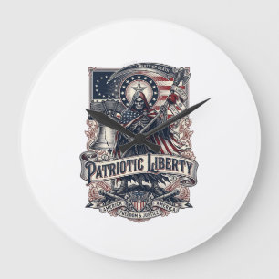 Reloj Redondo Grande Cosechadora de Libertad Patriótica Patriota Oscuro