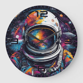 Reloj Redondo Grande Cosmic Voyager Astronaut Nebula Wall Clock