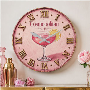 Reloj Redondo Grande Cosmopolitan Cocktail Elegant Pink Bar Decor
