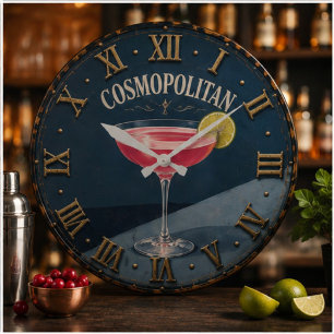 Reloj Redondo Grande Cosmopolitan Cocktail Home Bar Decor