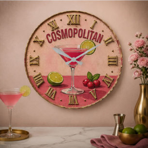 Reloj Redondo Grande Cosmopolitan Cocktail Pink Martini Bar Decor