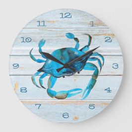 Reloj Redondo Grande Costa Rustic Beach Wood Crab