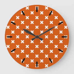 Reloj Redondo Grande Costillas blancas en el naranja quemado