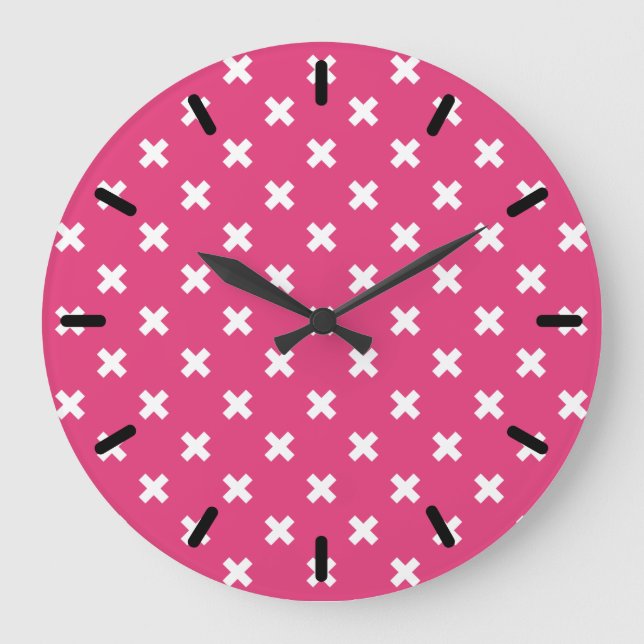 Reloj Redondo Grande Costillas blancas en fucsia (Anverso)
