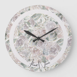 Reloj Redondo Grande Cottagecore floral turbio, tienda o casa