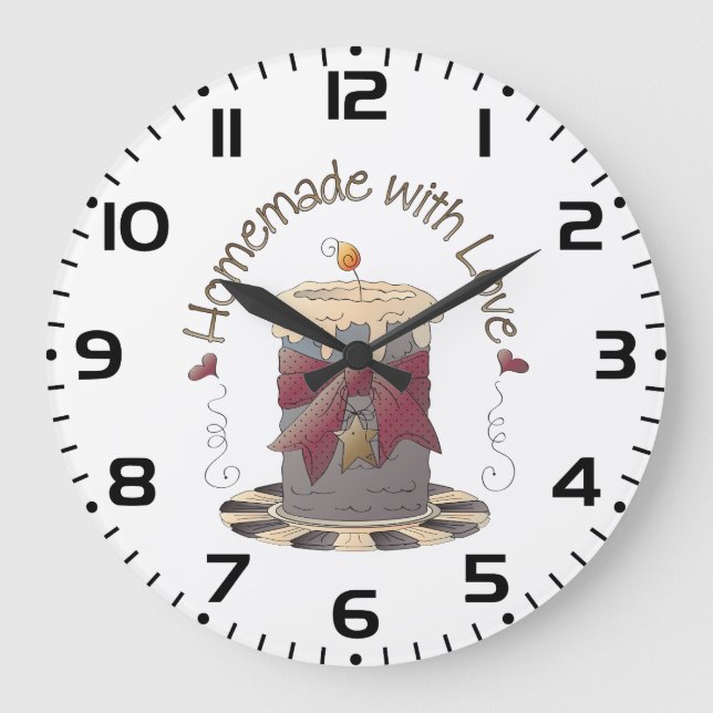 Reloj Redondo Grande Country Candle Rustic Homemade with Love (Anverso)