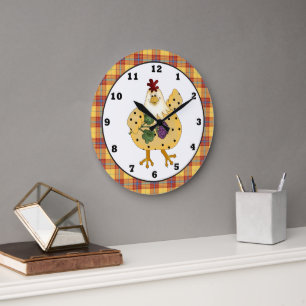 Reloj Redondo Grande Country Chicken apron wall clock