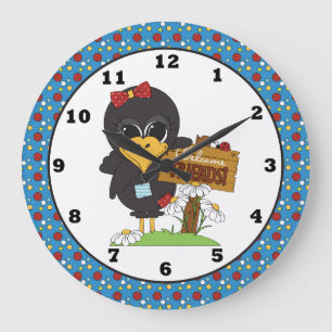 Reloj Redondo Grande Country Crow Welcome Friends wall clock
