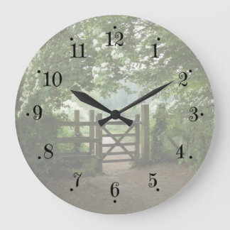 Reloj Redondo Grande Country Farmhouse Garden Meadow Gate Wall Clock