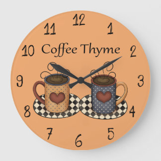 Reloj Redondo Grande Country Folk Art Kitchen Coffee Design