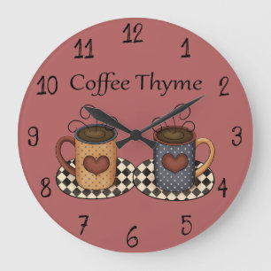 Reloj Redondo Grande Country Folk Art Kitchen Coffee Design