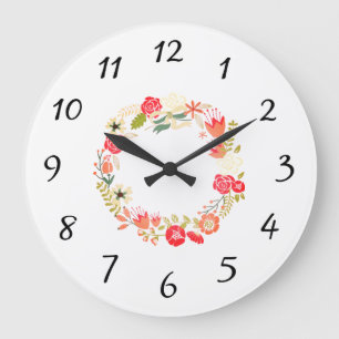 Reloj Redondo Grande Country Pink Wreath Wall Clock