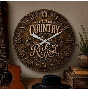 Reloj Redondo Grande Country Rock 'n' Roll Farmhouse Music Decor