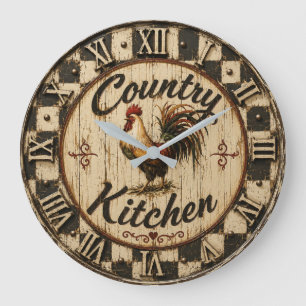Reloj Redondo Grande Country Rooster Rustic Farmhouse Kitchen