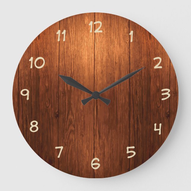 Reloj Redondo Grande Country Wood Look Kitchen Clock (Anverso)