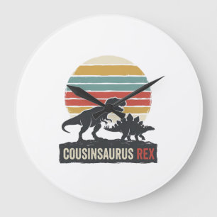 Reloj Redondo Grande Cousinsaurus Rex Camiseta Divertida de Dinosaurio 