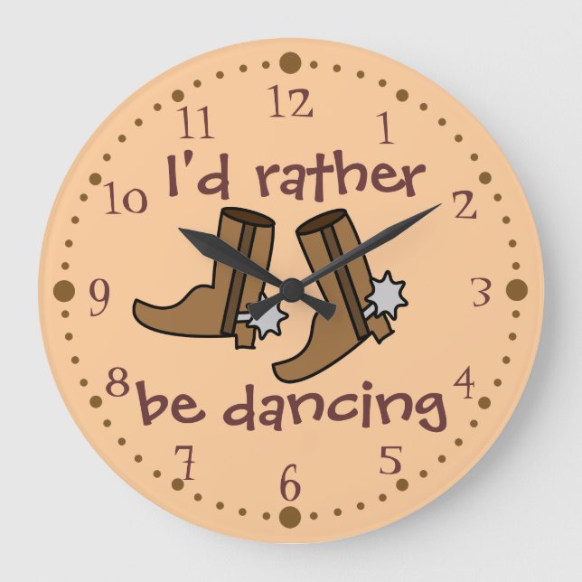 Reloj Redondo Grande Cowboy Boots Rather be Dancing Country Western (Anverso)