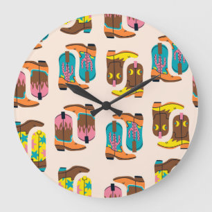 Reloj Redondo Grande Cowboy Boots salvajes de Occidente: Modelo de conc