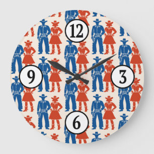 Reloj Redondo Grande Cowboy & Cowgirl Americana