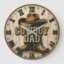 Reloj Redondo Grande Cowboy Dad Western Rustic Ranch
