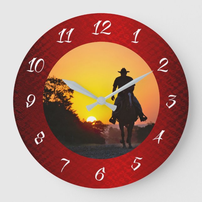 RELOJ REDONDO GRANDE COWBOY EN EL SOL (Anverso)