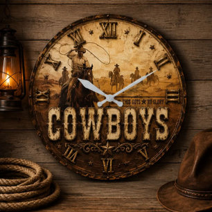 Reloj Redondo Grande Cowboys Rustic Western Ranch