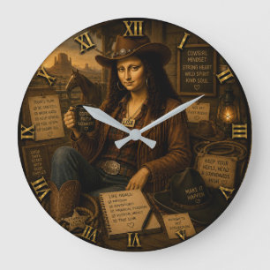 Reloj Redondo Grande Cowgirl Funny Mona Lisa Western Country Gift