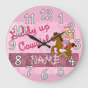 Reloj Redondo Grande Cowgirl Pink Western design Wall Clock