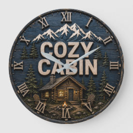 Reloj Redondo Grande Cozy Cabin Rustic Mountain Log Cabin Lodge