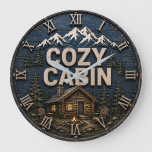 Reloj Redondo Grande Cozy Cabin Rustic Mountain Log Cabin Lodge