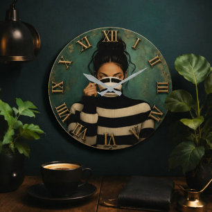 Reloj Redondo Grande Cozy Coffee Lover Modern Minimalist Coffee Break