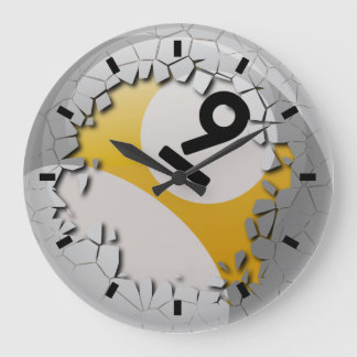 Reloj Redondo Grande Cracked Shell Break Out Number 9 Billiards Ball
