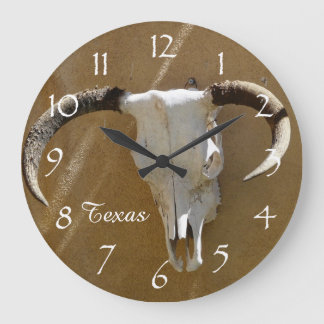 Reloj Redondo Grande Cráneo de la vaca de Tejas