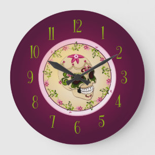 Reloj Redondo Grande Cráneo del azúcar [Día de Muertos]