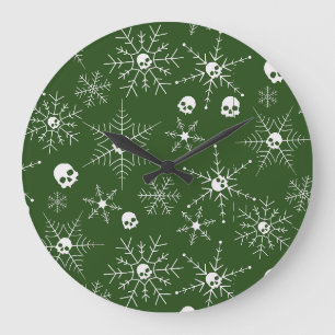 Reloj Redondo Grande Cráneo espeluznante Creepmas Navidades Copos de ni