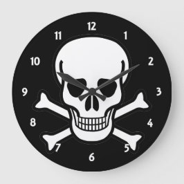 Reloj Redondo Grande Cráneo y bandera pirata