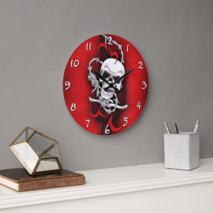 Reloj Redondo Grande Cráneo y tatuaje tribal