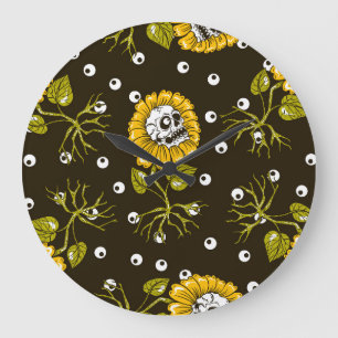 Reloj Redondo Grande Cránulos de girasol: Patrón único sin foco.