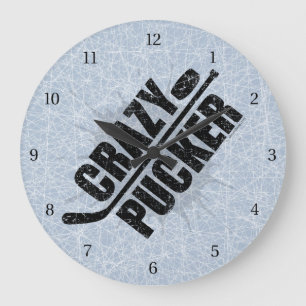 Reloj Redondo Grande Crazy Pucker (hockey)