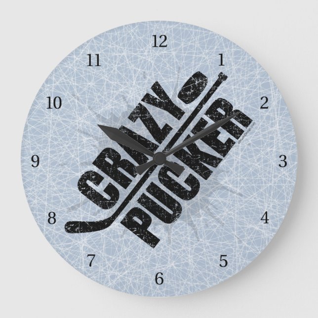 Reloj Redondo Grande Crazy Pucker (hockey) (Anverso)