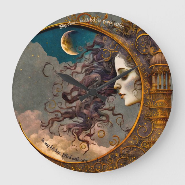 Reloj Redondo Grande Crea tu propia dama de Steampunk de la luna (Anverso)