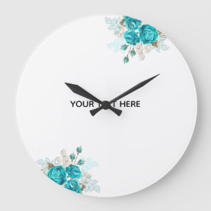 Reloj Redondo Grande Crea Tu Propia Rosa Azul Elegante