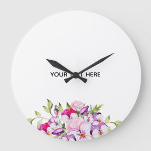 Reloj Redondo Grande Crea tu propio borde floral colorido