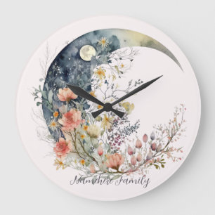 Reloj Redondo Grande Crea tu propio creciente lunar floral de pradera p