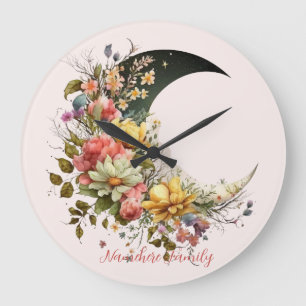 Reloj Redondo Grande Crea tu propio creciente lunar floral de primavera