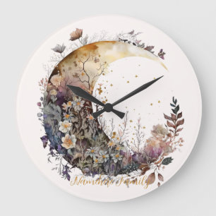 Reloj Redondo Grande Crea tu propio creciente lunar floral de puesta de