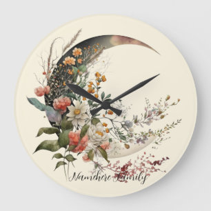 Reloj Redondo Grande Crea tu propio creciente lunar floral de verano