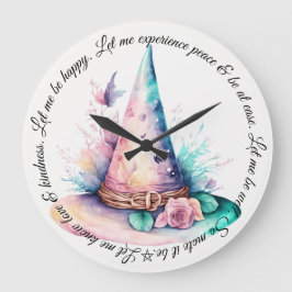 Reloj Redondo Grande Crea tu propio Gorra de brujas con arcoiris en pri